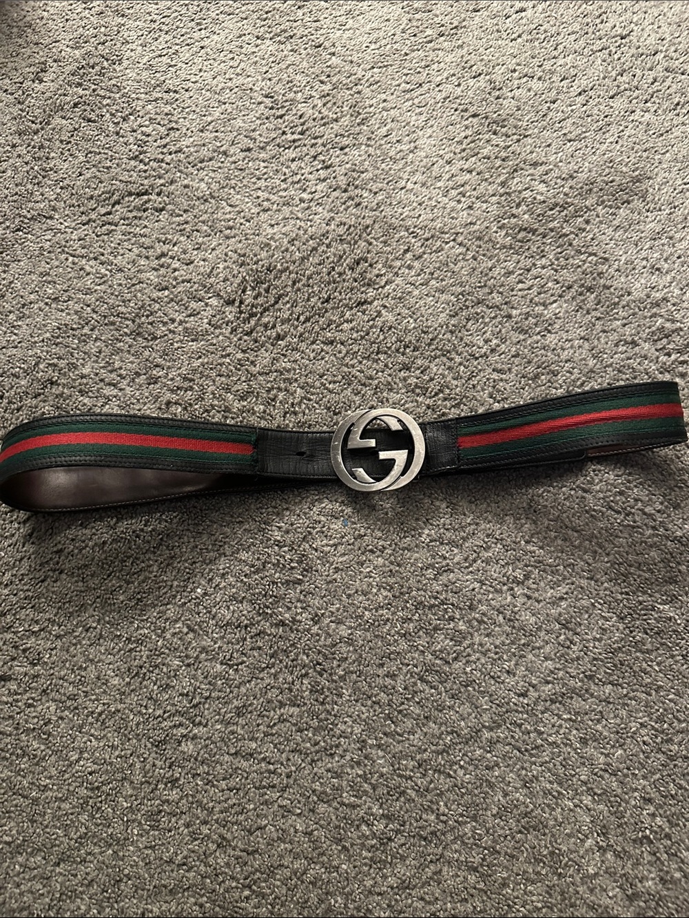 Unisex authentic Gucci belt with Silver Buckle